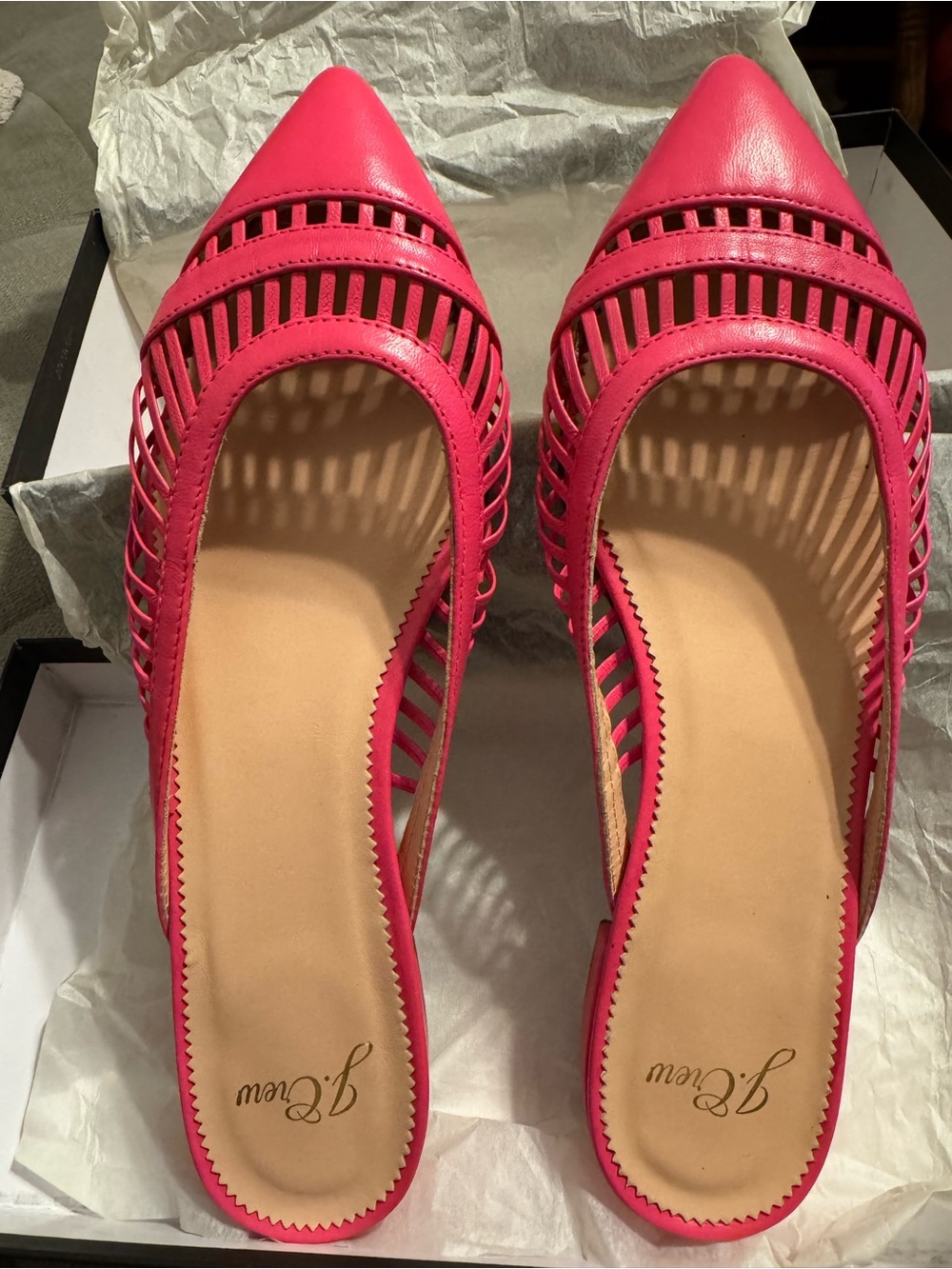 J. Crew Leather Cage Gwen Mule in Pink Azalea size 71/2- Never used